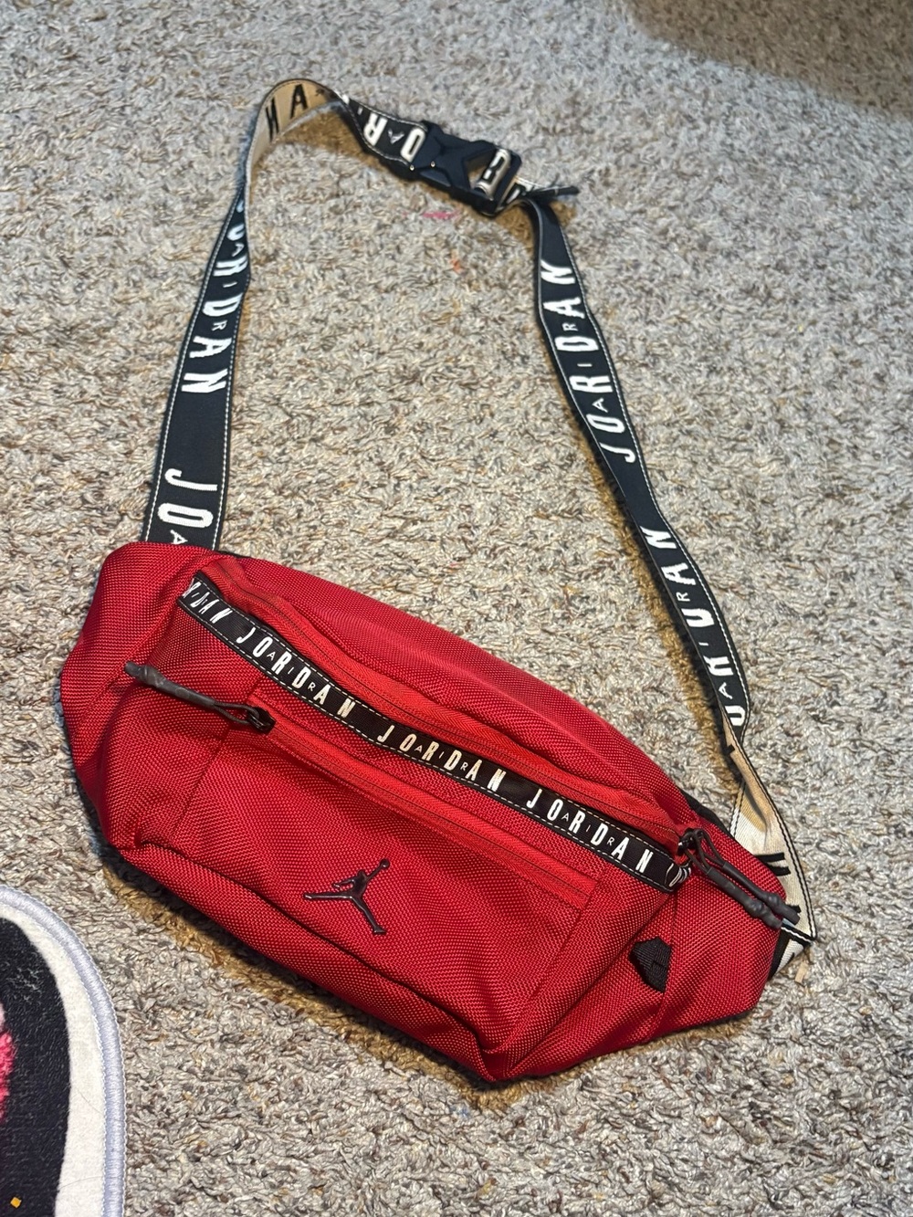 Jordan Red Sling Belt Bag with Branded Strap
